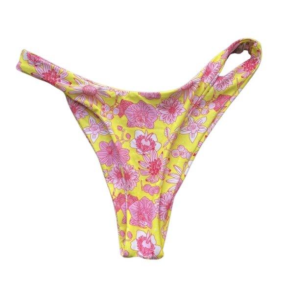 Bright Yellow and Pink Floral Two Piece Bikini Size Small - Picture 6 of 12